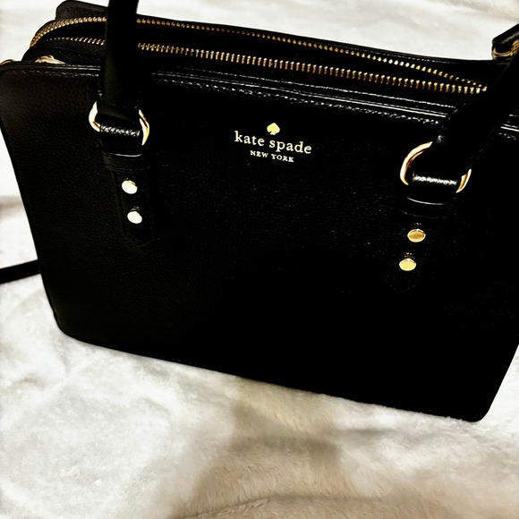 Kate Spade New York Mulberry Street Lise Black Leather Satchel Crossbody - Picture 5 of 15